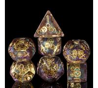 cusdie Lot de 7 dés DND, dés polyédriques remplis d'engrenages, pour Jeu de rôle Donjons et Dragons D&D (Galaxy)
