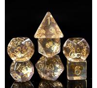 cusdie Lot de 7 dés DND, dés polyédriques remplis d'engrenages, pour Jeu de rôle Donjons et Dragons D&D (Galaxy)