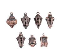 Cusdie Lot de 7 dés DND lanterne avec sac à dés en forme de tête de mort, parfait pour les RPG de table, les jeux de société, les cadeaux et les collections (cuivre ancien)