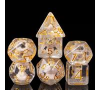 Cusdie Lot de 7 dés DND polyédriques remplis d'animaux pour Jeu de rôle Donjons et Dragons D&D et MTG Pathfinder - Chien Gris