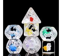 Cusdie Lot de 7 dés DND polyédriques remplis d'animaux pour Jeu de rôle Donjons et Dragons D&D et MTG Pathfinder - Escargot coloré