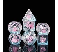 Cusdie Lot de 7 dés DND polyédriques remplis d'animaux pour Jeu de rôle Donjons et Dragons D&D et MTG Pathfinder - Écureuil Rose