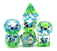 Cusdie Lot de 7 dés DND polyédriques remplis d'animaux pour Jeu de rôle Donjons et Dragons D&D et MTG Pathfinder - Panda