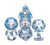 Cusdie Lot de 7 dés DND polyédriques remplis d'animaux pour Jeu de rôle Donjons et Dragons D&D et MTG Pathfinder - Renard Blanc