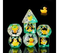 Cusdie Lot de 7 dés DND polyédriques remplis d'animaux pour Jeu de rôle Donjons et Dragons D&D et MTG Pathfinder - Canard Jaune