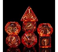 Cusdie Lot de 7 dés DND polyédriques remplis d'engrenages, pour Jeu de rôle Donjons et Dragons D&D (cuivre Rouge)