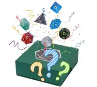 Cusdie Lot de 7 dés en verre avec pierres précieuses mystérieuses - Ensemble de dés en pierre aléatoire, parfait pour les amateurs de jeux de table et les cadeaux, emballés dans une élégante boîte