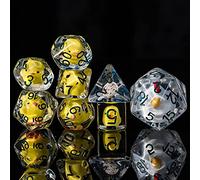 Cusdie Lot de 8 dés DND polyédriques remplis d'animaux pour Jeu de rôle Donjons et Dragons D&D Pathfinder (8 pièces Poulet Jaune)