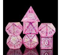Cusdie Sharp Edges D&D Lot de 7 dés DND polyédriques fabriqués à la main, pour jeu de rôle MTG Pathfinder (motif rose)