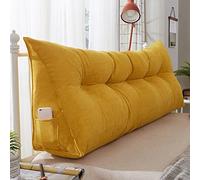 CUSENA Grand Bolster Triangular Headboard Wedge Backrest Position Support Bed Rest Oreillers Headboard Wedge Pillows for Bedroom Sofa Tatami with Removable Cover,Jaune,59inch/150cm