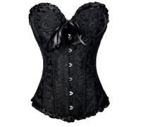 Cusghjbsg Corset à épaules dénudées pour femme Vintage Jacquard Bouton Bustier Sans Bretelles Haut Tube Lingerie Gothique Gaine Sculptante Sous-Poitrine Body, Noir A, XL
