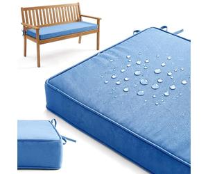 Cush - Coussin de banc de patio imperméable et résistant à la décoloration avec attaches sécurisées pour balancelle de porche, jardin, fourrure d'arrière-cour, t et sable, bleu ciel, 114,3 x 43,2 x