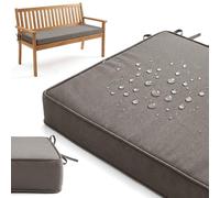 Cush - Coussin de banc d'extérieur imperméable, 99,1 x 43,2 x 7,6 cm, antidérapant avec attaches - Remplacement résistant à la décoloration pour balancelle de porche et jardin - Double passepoil gris