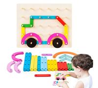 Cushangty Jouets de Panneaux perforés en Bois, Puzzle de Cheville en Forme en Bois | Puzzle de Correspondance de Forme éducative - Blocs créatifs définis pour Le Jeu d'activité de tri des colonnes de