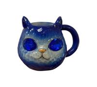 Cushangty Mug À Café Pour Amoureux Des Chats, 10cl Résine Multicolores Cristaux de Géode Tasses Chat, Poignée Ergonomique Pour Jus Cocktails Vin Whisky Lait