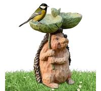 Cushangty Statue de Hérisson de Jardin avec Bain d'oiseaux - Statue Décorative Bain d'oiseaux Jardin pour Faune,Sculpture en Résine pour Jardin, Pelouse, Terrasse et Espaces Extérieurs