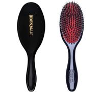Cushion Hair Brush (Small) with Soft Nylon Quill Boar Bristles-Porcupine Style for Grooming,Detangling,Straightening,Blowdrying and Refreshing Hair-Black,P081S
