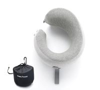 Cushion Lab Oreiller de Voyage, Design Ergonomique breveté primé pour Soutien du Menton et du Cou en Mousse à mémoire de Forme, Oreiller Compact en Avion pour Voyage, Avion, Voiture (Gris, Taille M)