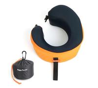 Cushion Lab Oreiller de Voyage en Mousse à mémoire de Forme breveté pour Soutien du Menton et du Cou, Oreiller Compact en Avion pour Voyage, Avion, Voiture (Orange Dynamique, Taille L)