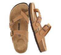 CUSHIONAIRE Sandale Luna Cork avec Semelle intérieure pour Femme avec + Confort, Daim végétalien Beige 38 EU