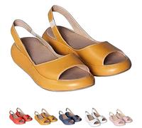 Cushioned Sandals, 2025 Lightweight and Comfortable Slip-On Orthopedic Cushioned Peep-Toe Sandals for Women (yellow,39)