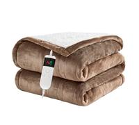 Cushious Couverture chauffante avec arrêt automatique, 150 x 180 cm, 10 niveaux de chauffage, minuterie d'arrêt automatique jusqu'à 8 heures, protection contre la surchauffe, lavable en machine