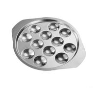 Cushteg Assiette de service en acier inoxydable pour esclaves, escargots, champignons, œufs et apéritifs, plateau alimentaire empilable avec poignées, vaisselle résistante à la chaleur, 22,2 x 18,4 cm