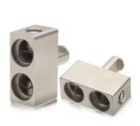 Cushteg Bloc de jonction pour réducteurs de puissance audio et d'entrée de terre, double calibre 1/0 à 1/0, alliage d'aluminium argenté, 12-48 V