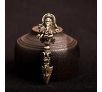 Cushteg Figurine miniature de dieu éléphant pour décoration d'intérieur, statue d'ornement en cuivre pur avec pendentif porte-clés - Accessoire de décoration artisanale vintage en laiton