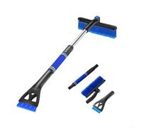 Cushteg Grattoir à neige télescopique avec grattoir à glace et balai, outil 3 en 1 en alliage d'aluminium pour voiture, manche extensible de 60 à 80 cm, poils sans danger pour la peinture, poignée