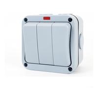 Cushteg Interrupteur de commande extérieur étanche pour jardin, terrasse, chantier, 3 appareils, fonctionnement simultané, boîtier ABS, courant nominal 20 A, auto-réinitialisation, 88 x 58 x 88 mm