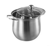 Cushteg Marmite en acier inoxydable avec couvercle en verre résistant à la chaleur pour soupe, pâtes, ragoût, 22 cm, pour induction, gaz, cuisinière électrique