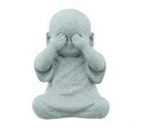 Cushteg Petite statue de moine de Bouddha pour décoration de jardin et pelouse - Décoration de pelouse en résine de grès, figurine See No Evil Hear No Evil Speak No Evil - 4 x 5 x 6 cm, finition