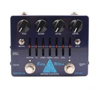 Cushteg Préampli de distorsion des basses avec égaliseur actif 6 bandes et sortie casque pour une pratique silencieuse, enregistrement direct avec émulation d'armoire, design compact en métal (bleu)