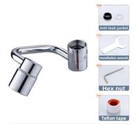 Cushteg Rallonge de robinet rotative avec bras pivotant à 360° et deux modes de pulvérisation, bulles enrichies en oxygène pour un rinçage doux, pour robinets standard de 22 mm/24 mm (B)