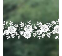 Cushteg Sticker mural en rotin avec fleur blanche amovible pour décoration de maison et jardin, 11 x 50 cm, pour verre, miroir, douche, fenêtre