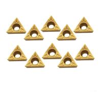 Cushteg TCMT16T304 Lot de 10 inserts en carbure de tungstène, forme triangulaire pour outils de tournage de tour de 1,27 cm, applications de semi-finition et de finition