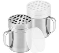 CUSINIUM Lot de 2 shakers à fromage parmesan en métal de 170,1 g avec grands trous - avec poignée - Distributeurs de flocons de chili - Shakers à pizza - Style : gros