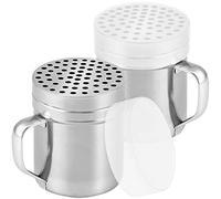 CUSINIUM Lot de 2 shakers à fromage parmesan en métal de 283,5 g avec grands trous - avec poignée - Distributeurs de flocons de chili - Shakers à pizza - Lot de 2 | Style : gros