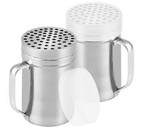 CUSINIUM Lot de 2 shakers à fromage parmesan en métal de 414 ml avec de grands trous - avec poignée - Distributeurs de flocons de chili - Shakers à pizza - Style : gros