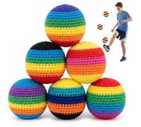 cusknow Hacky Lot de 6 sacs à pieds tricotés faits à la main - Sac coloré rempli de granulés au crochet pour débutants adultes de tous âges, aire de jeux intérieure et extérieure, plage, camping