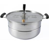 CUSMA Pot À Pop-Corn Manuel en Acier Inoxydable, Machine À Pop-Corn À Gaz sur Cuisinière Domestique, Machine Commerciale Antiadhésive À Manivelle pour Maïs Soufflé À l'huile Chaude
