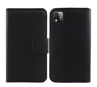 Cuson Flip Noir Premium Veritable Cuir Housse Magnétique Téléphone Coque pour Logicom Le Flow 6.26" Étui Cas Couverture Protecteur Case Portefeuille Cover