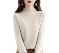 CUSON Pulls en cachemire pour femmes, 100 % cachemire manches longues col rond doux et chaud pullover tricot (Beige, Large)