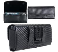 CusPra Étui pour Samsung Galaxy Z Fold 7 avec porte-stylo, clip ceinture et porte-cartes, étui de luxe en cuir fibre de carbone avec passant de ceinture, clip en métal et fermeture magnétique