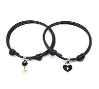 CUSROS 1 Paire Couple Bracelet Chic Réglable Résine Clé Coeur Serrure Chaîne Bracelet pour Rencontres Femmes Filles Bijoux Cadeau Noir Taille Unique