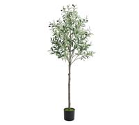 CUSROS Grand olivier artificiel dans un pot en plastique de 1,5 m - Olivier artificiel en soie - Pour la maison, le bureau, le salon, le sol - Décoration d'intérieur - 150 cm