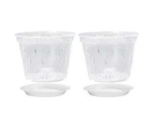 CUSROS Lot de 2 pots de fleurs transparents avec trous latéraux 15 cm