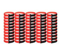 CUSROS Lot de 50 sangles de fixation autocollantes pour filet de but de football avec bande de fixation, réutilisables, taille compacte, portable, facile à installer, rouge et noir