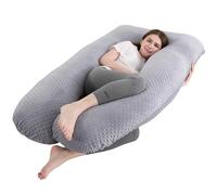 Cussin de Grossesse pour Dormir - Coussin d'Allaitement en Forme de U, Coussin Maternité et Coussin Grossesse Oreiller avec Housse en Minky Dot Amovibl, Soutien pour Le Dos, Les Hanches, Les Jambes